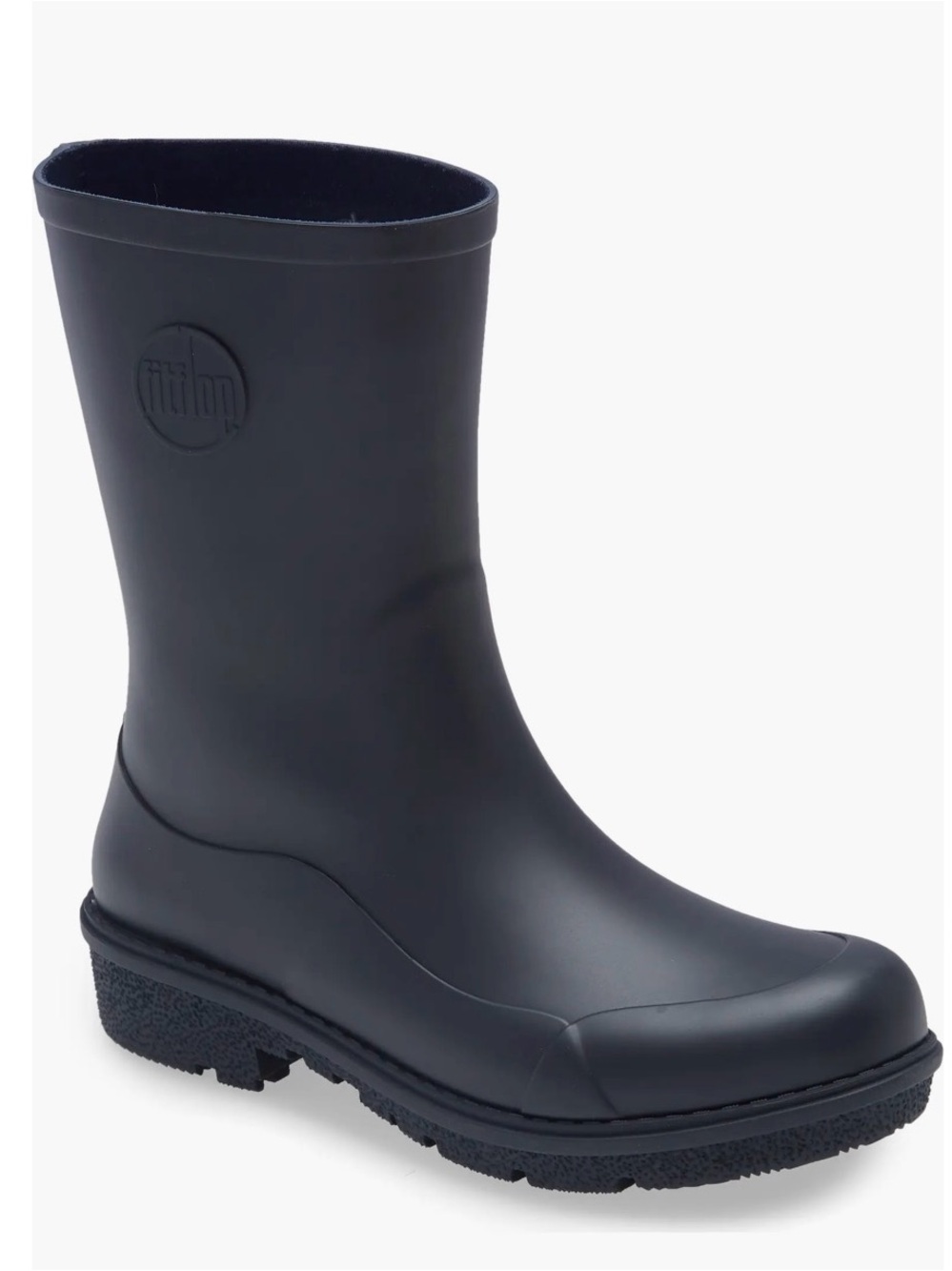 Fitflop Matte Black Rubber Mid-Calf Rain Boot